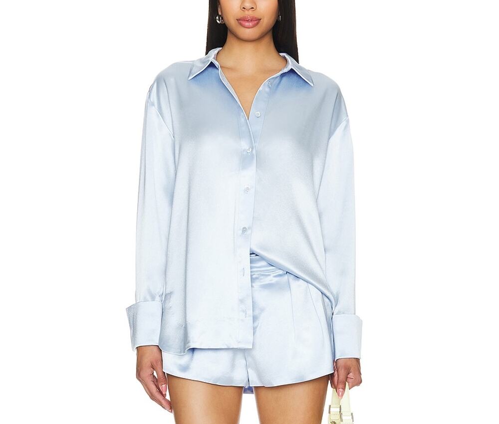 Ser.o.ya Satin Blue Zucker Shirt Size S
